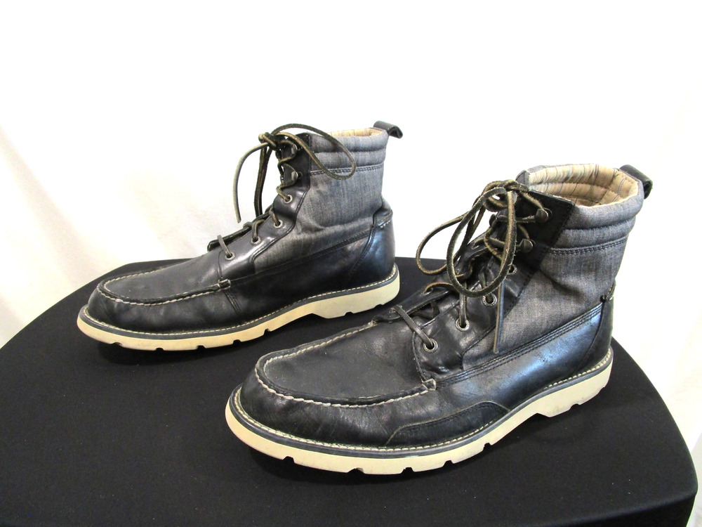 Sperry Top Sider Shipyard Rigger Black, Gray Leather Lace Up Boots Men 12 M